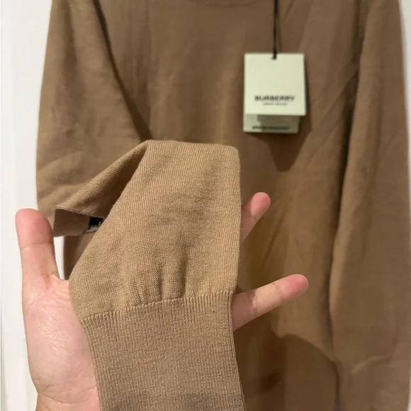 Burberry Crewneck Sweater with Plaid Elbow Patches